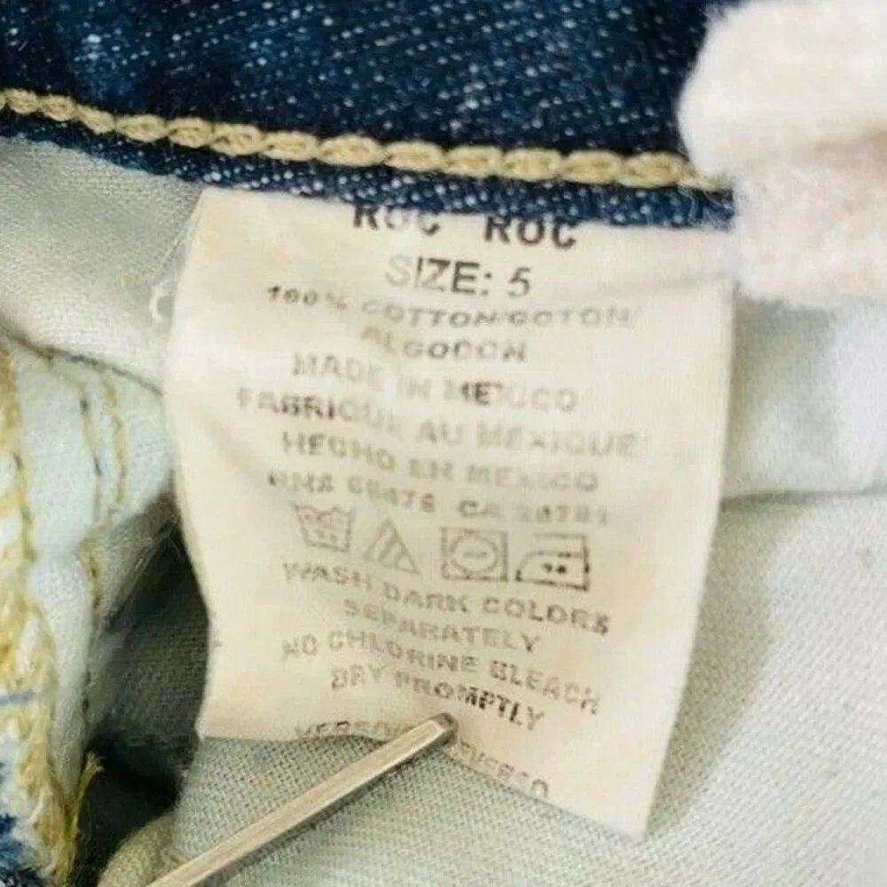 Tommy Girl Shorts Juniors Size 5 Blue Denim Button Fly Rolled Hem Jean Vintage